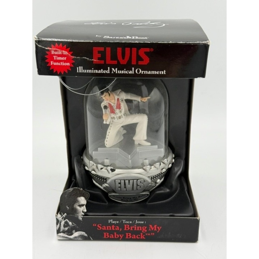Elvis Presley Santa's Best Musical Illuminated Ornament Santa Bring My Baby Back